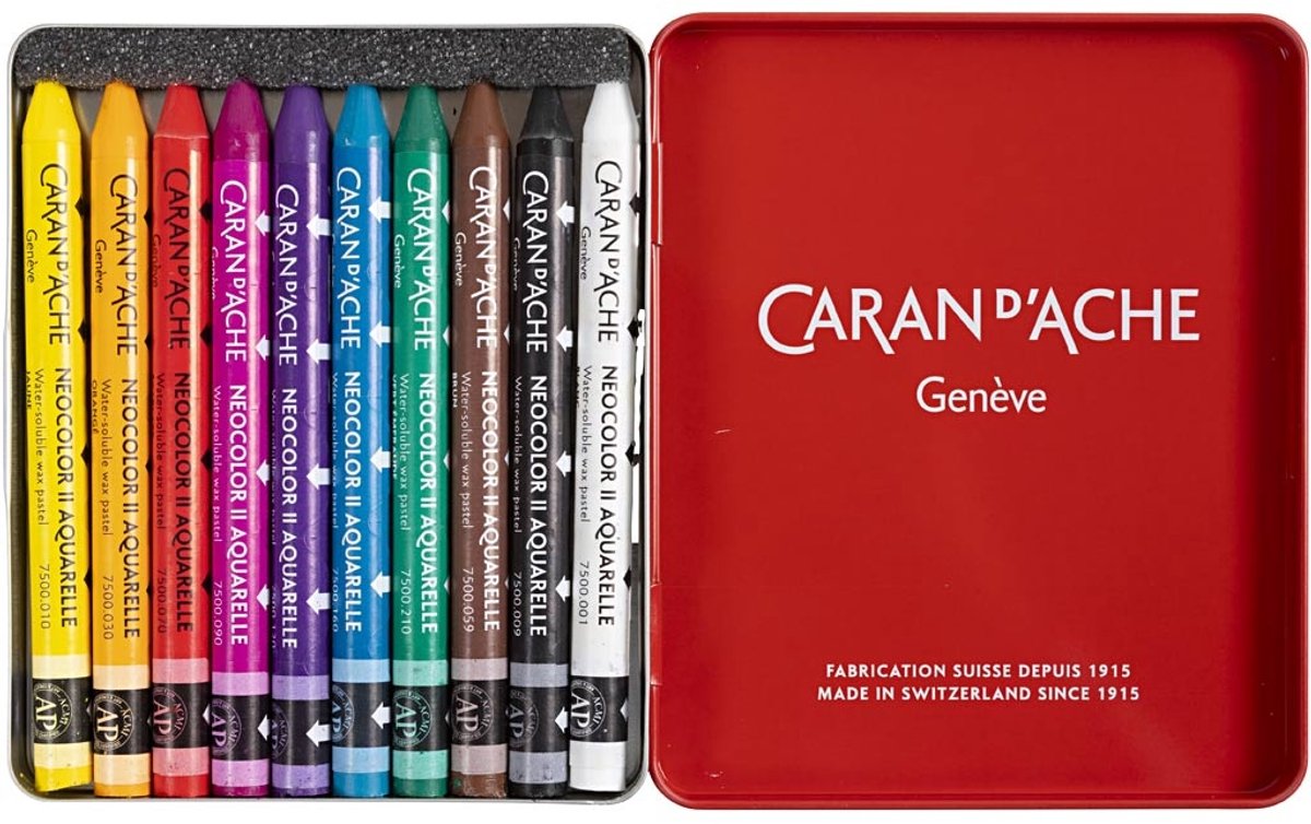 Caran d'ache - crayons de cire - neocolor -10 pièces - différentes couleurs