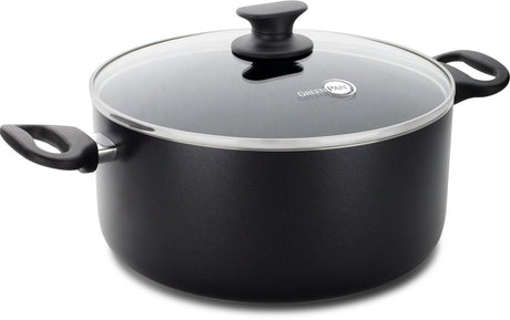 Greenpan cambridge poêle 24 cm - 5 l - revêtement antiadhésif sans PFA - poêle à induction - poêle en céramique - passe au four jusqu'à 180°c - poignées froides - couvercle en verre - noir