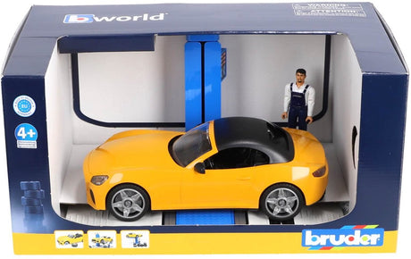 Centre de service de voiture jouet Bruder avec roadster - ensemble de jeu de voiture.