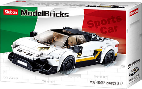 Sluban – supercar italienne en briques, modèle blanc (m38-b0957)