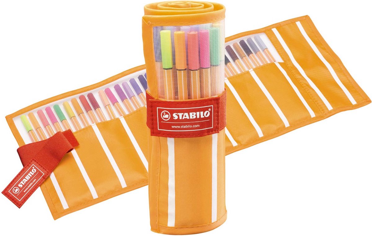 Stabilo point 88 - feutre fin 0,4 mm - jeu de rouleaux - coffret de 30 pièces - avec 25 couleurs standards + 5 couleurs néon
