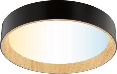 Brilliant larios - plafonnier - led 9,2w - cct - 3000k-6500k - dimmable - veilleuse - minuterie - télécommande - couleur bois - noir