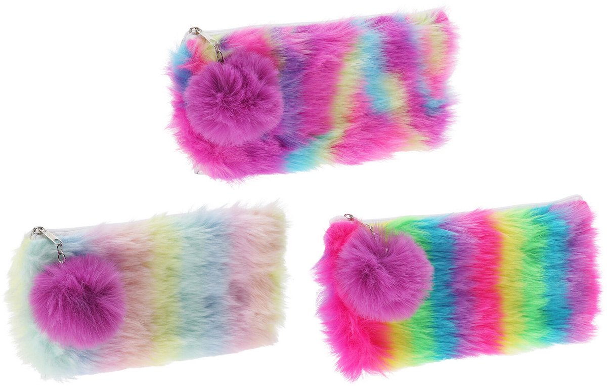 Koopman trousse à crayons peluche arc-en-ciel, 20,5 cm