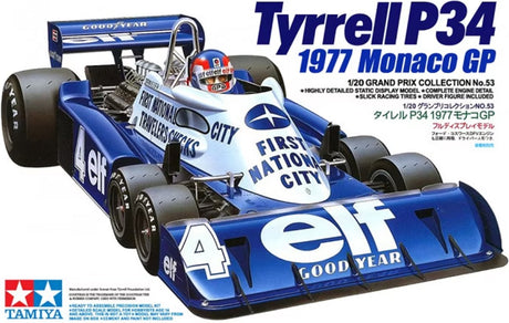 Tamiya – kit de modèles de véhicules militaires, 20053, tyrrell p34, six roues monaco gp77, plastique, 1:20, modélisme
