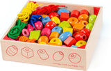 Perles colorées en bois Bigjigs, 95 pcs.