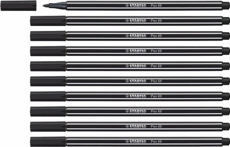 Stabilo pen 68 - feutre premium - noir - boîte de 10 pièces