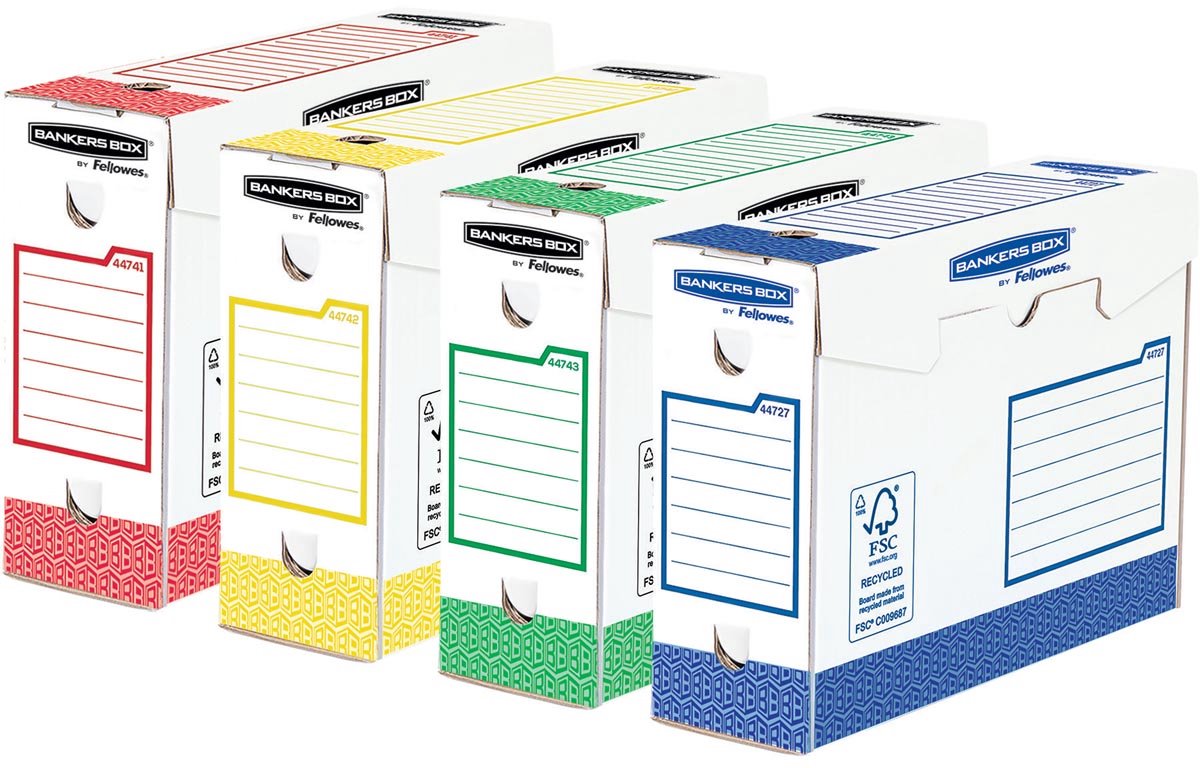 Boîtes d'archives Bankers box - 9,5 cm - assorties - paquet de 8 pièces