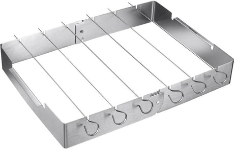 Ensemble de porte-brochettes pour barbecue sans marque sans marque - brochettes de gril - grillades uniformes - design pliable - 7 pièces - couleur argent