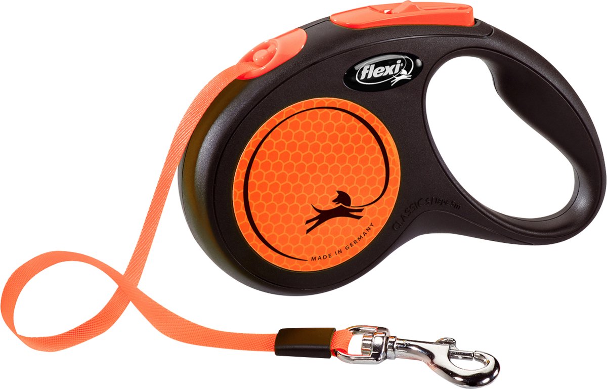 Ligne rétractable Flexi nouveau ruban néon classique noir orange