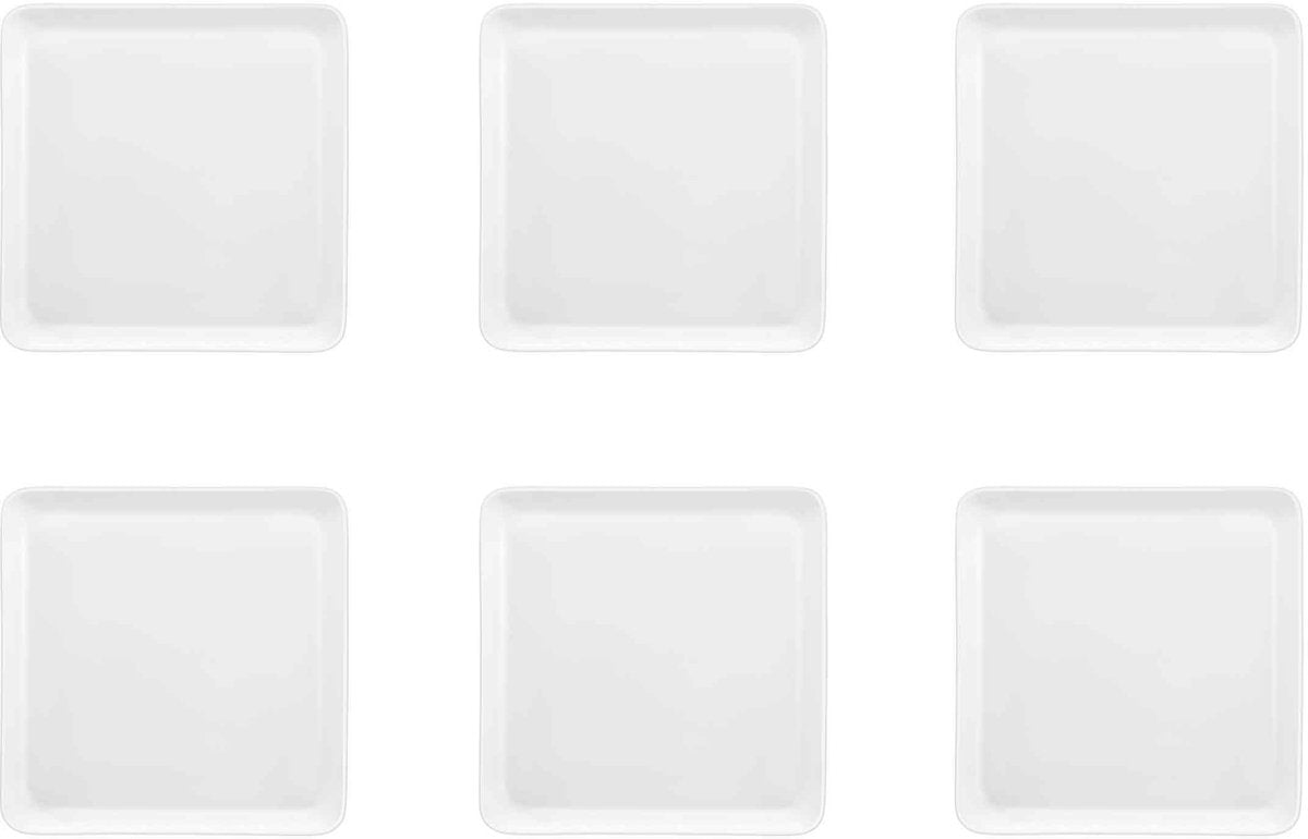 Médard de noblat - yaka blanc - assiette plate carrée 25,5x25,5 cm - 6 pièces - porcelaine