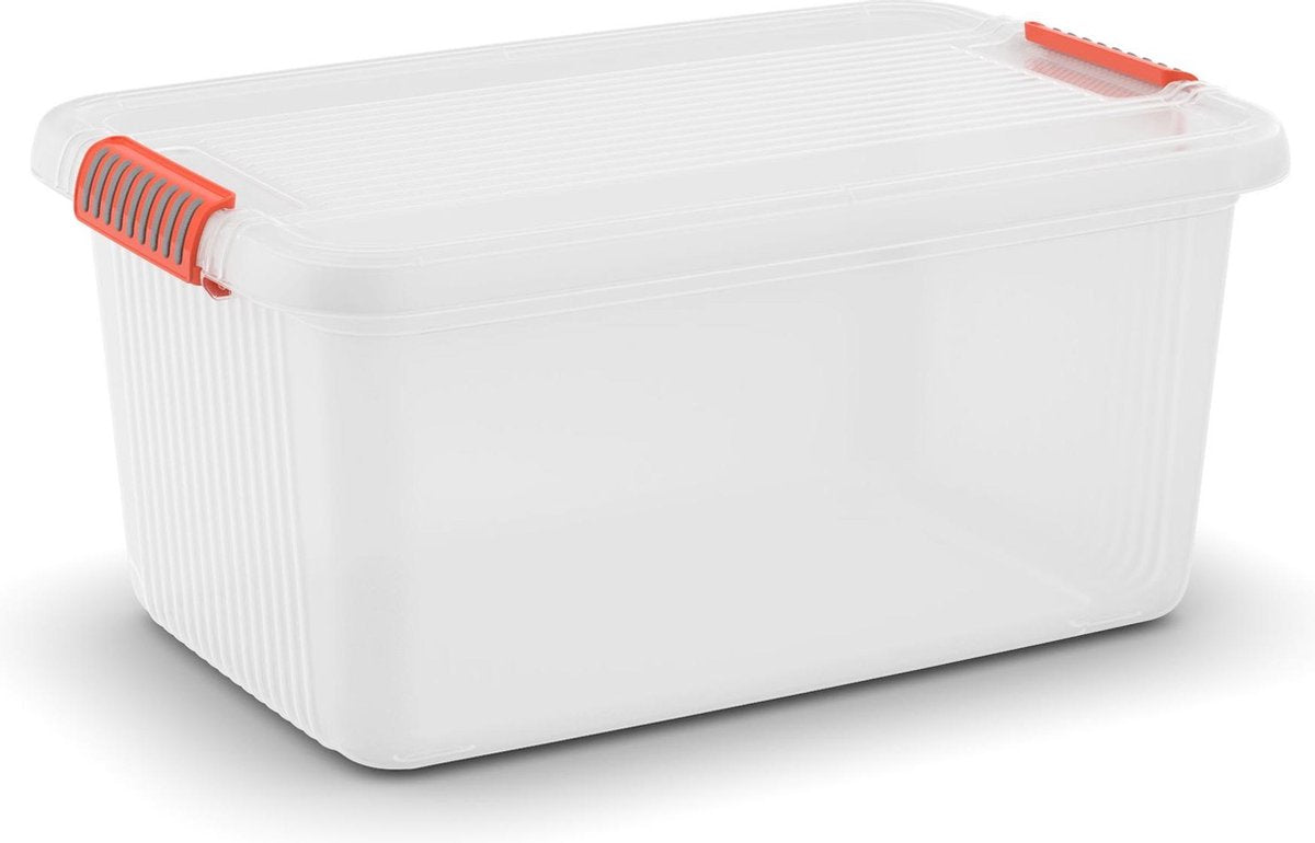 Kis k boîte de rangement à loquet l avec couvercle 43 l transparent
