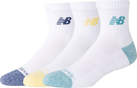 New Balance Active Quarter Sock Lot de 3 chaussettes de sport unisexes - Couleurs assorties