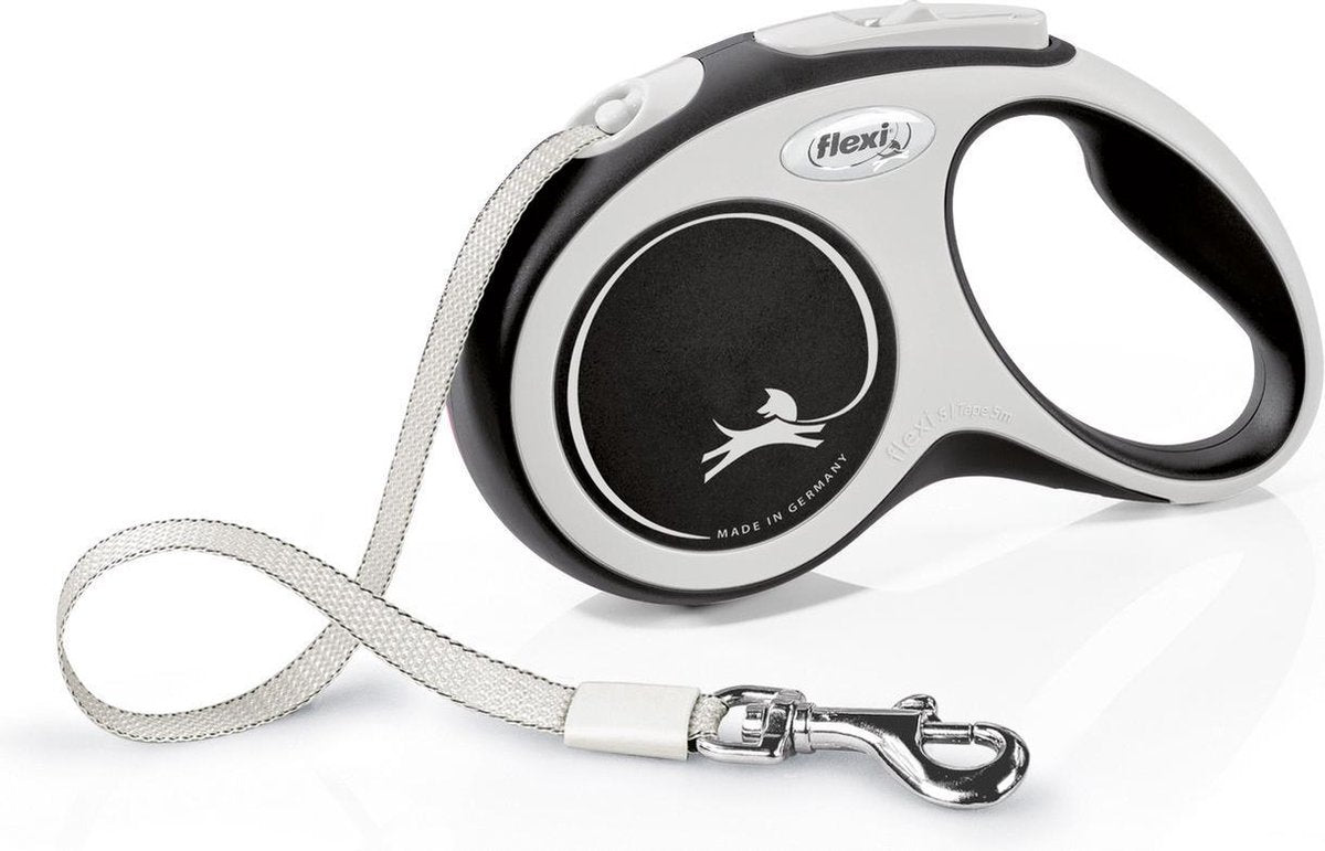Flexi nouveau confort - laisse rétractable pour chien - s - 5 m - noir gris - <12kg