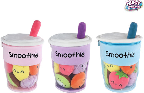 Peluche peluche menu Fluffy - tasse à smoothie aux fruits, 26 cm