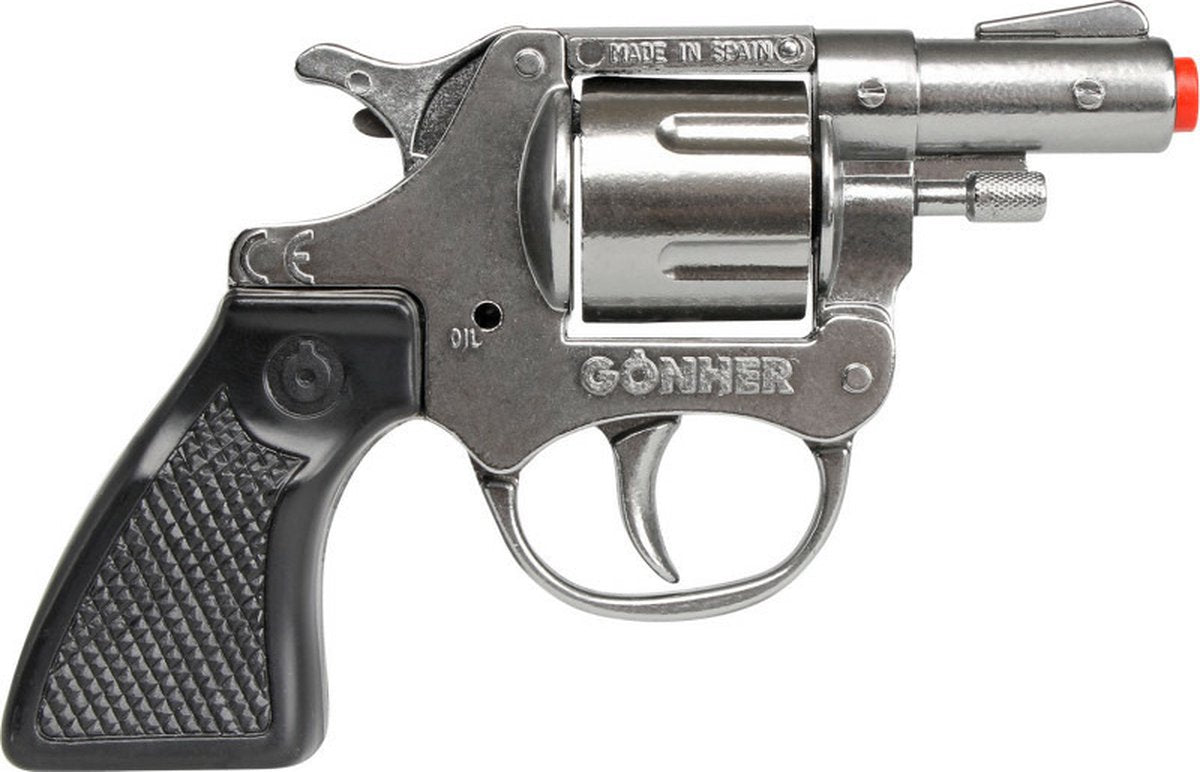 Pistolet revolver jouet costume de police Gonher Gohner à canon court - métal plastique - 8 coups