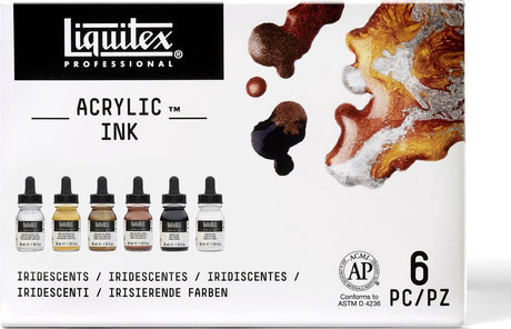 Liquitex 3699315 set d'encres acryliques professionnelles – set métallisé irisé – 6×30 ml