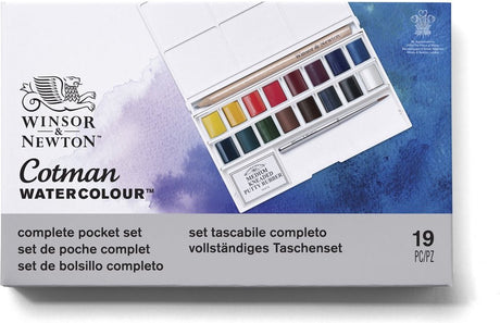 Winsor Newton 0390060 Cotman Ensemble de peinture aquarelle – Boîte de poche de luxe pour croquis – 16 couleurs aquarelle – Ensemble d'aquarelle compact pour croquis de voyage