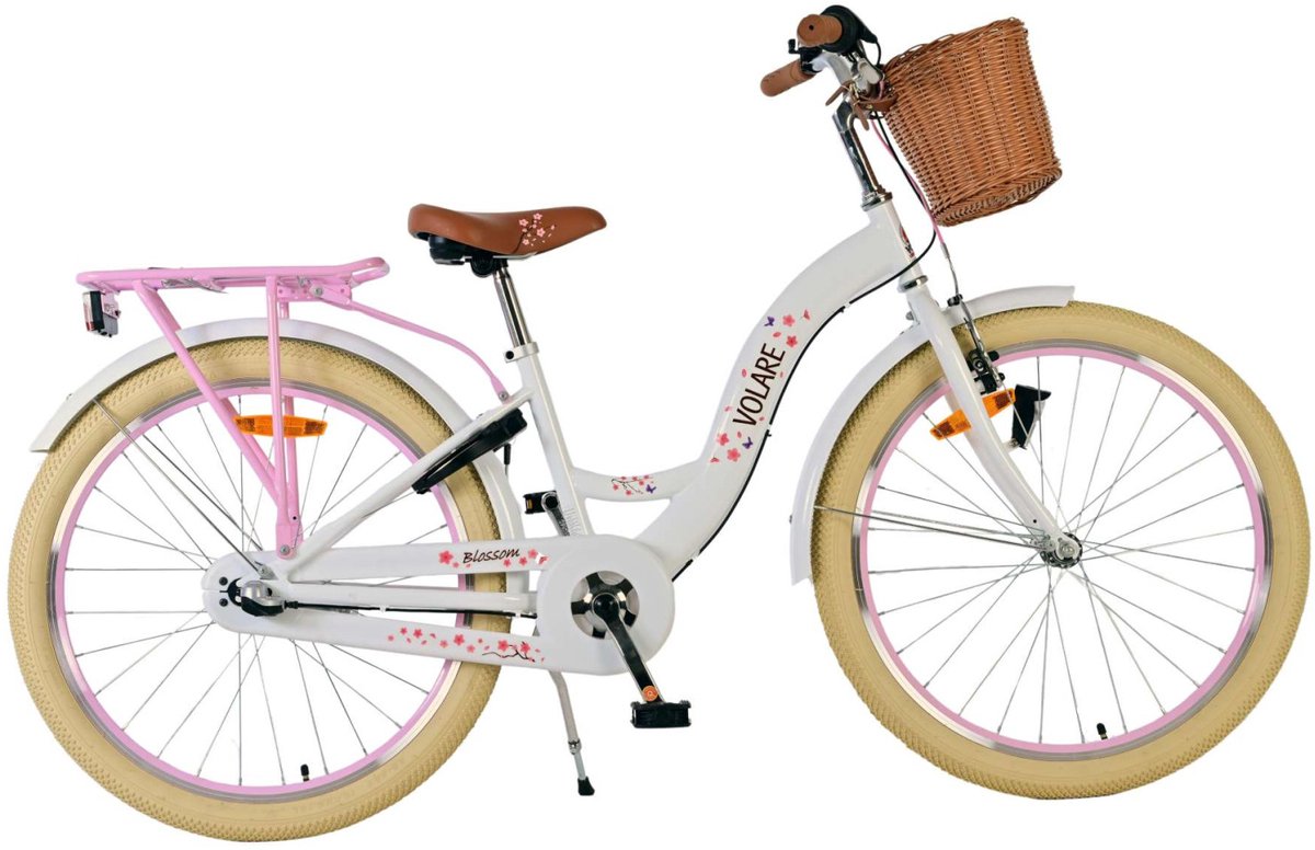Vélo pour enfants Volare Blossom - filles - 24 pouces - blanc - 3 vitesses