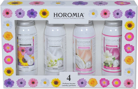 Coffret cadeau Horomia - pack d'échantillons de parfum de lessive - horo 4 - 4x 50ml de parfum de lessive
