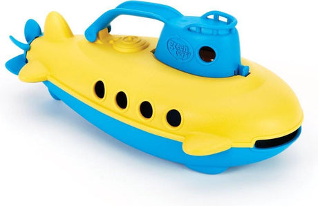 Sous-marin vert jouets jaune avec poignée bleue -