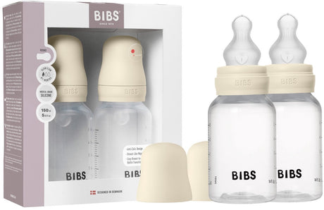 Biberon Biberon 150 ml tétine en silicone pack 2 pièces - anti-colique, sans BPA, tétine ronde, débit lent, légère et facile à nettoyer, convient aux nouveau-nés à partir de 0 ans - ivoire