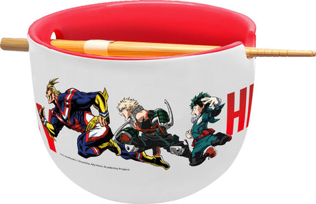 Stor my hero academia - bol de ramen deku, katsuki et tout-puissant avec des baguettes