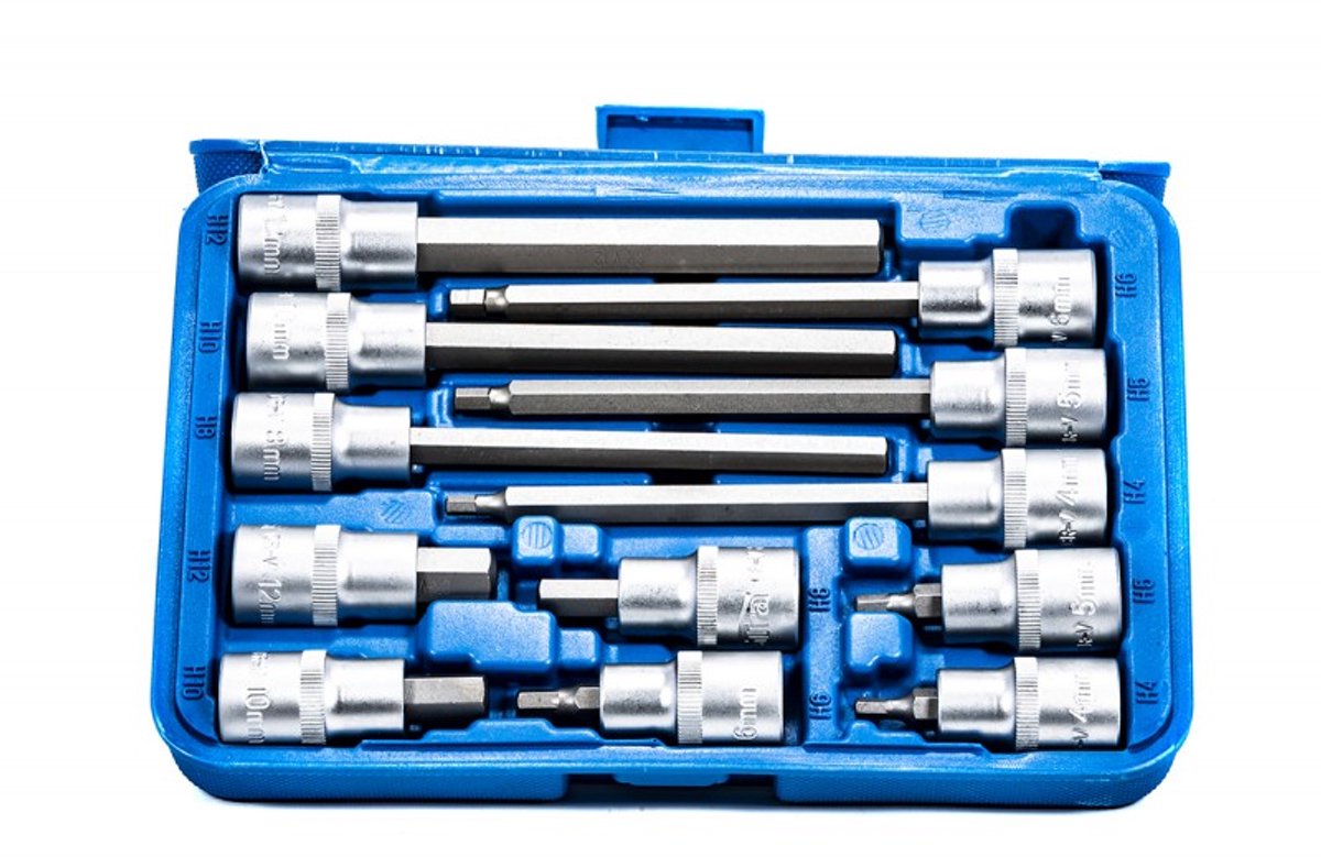 Satra série s-sh1212l - jeu de clés à douille hexagonales - 1 2 - 12 pièces - acier chrome-vanadium