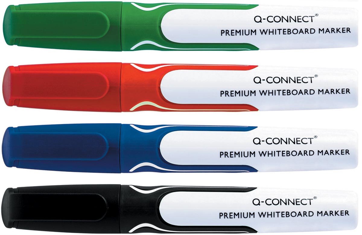 Marqueur pour tableau blanc Q-connect premium | point rond | ensemble de 4 pièces de couleurs assorties