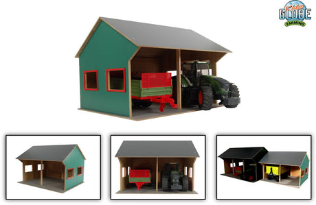 Hangar agricole Kids Globe pour 2 véhicules, 1:16