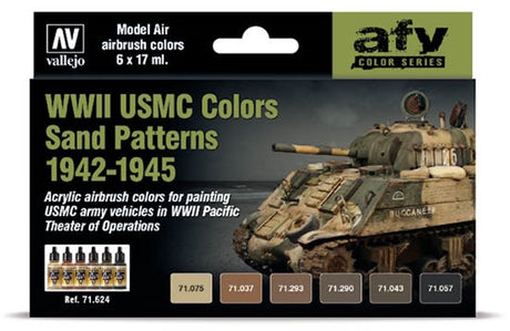 Vallejo hobby paint peinture acrylique - 71624 seconde guerre mondiale couleurs usmc motifs sable 1942-1945 - ensemble de peinture acrylique - 6x 17 ml