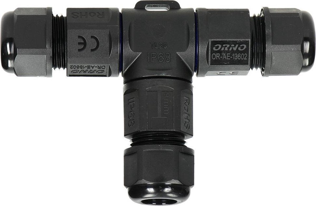 Connecteur de câble étanche Orno 3 fils - Répartiteur en T - Raccord rapide - Connecteur IP68 (boîtier d'épissure manchon de câble du boîtier de câble)