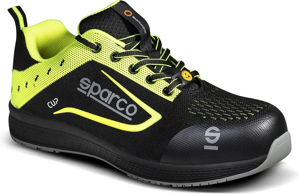 Sparco Cup Nurburg - chaussure de sécurité S1P légère avec jacquard respirant et style sportif - noir 43