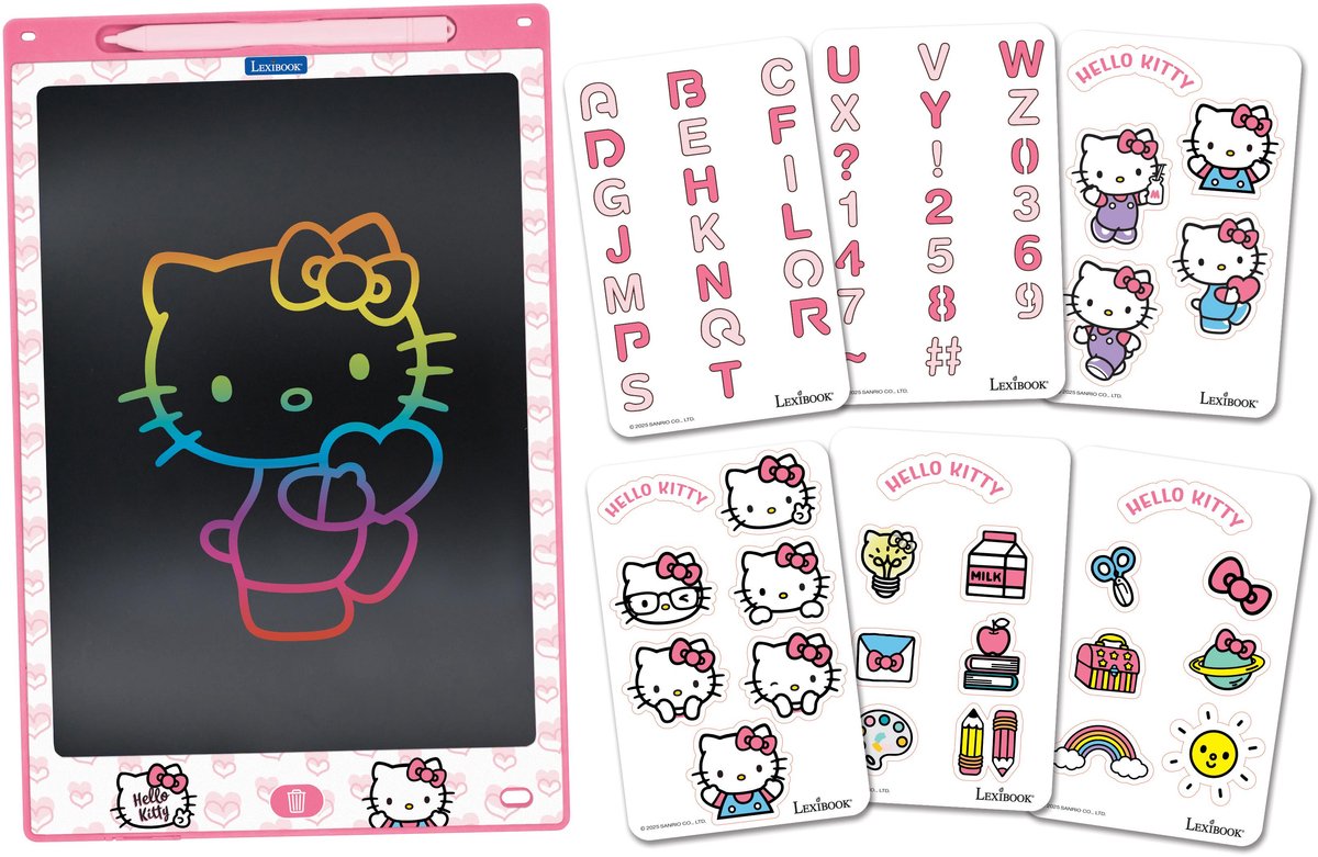 Lexibook hello kitty 11'' tablette e-ink d'apprentissage et de dessin multicolore avec modèles
