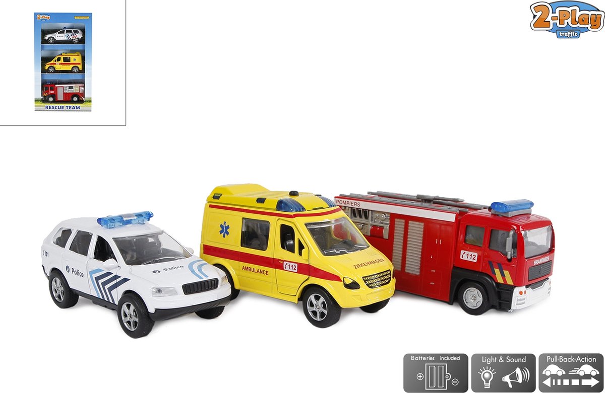 Véhicules de service d'urgence moulés sous pression, 2 jeux, Belgique