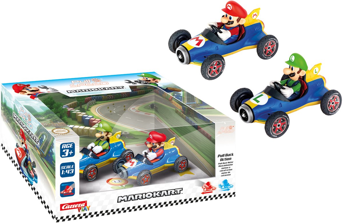 Super Mario tire-back Race Cars Mach 8, 2dlg.