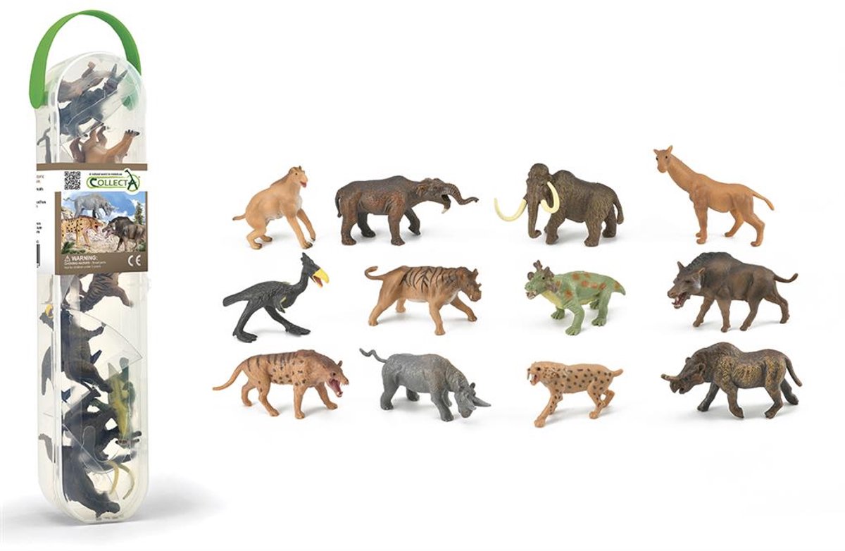Mini set de figurines Collecta - 12 animaux de zoo préhistoriques - préhistoire - peint à la main - miniature