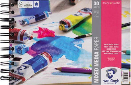 Van gogh spiraalgebonden blok met mix media-papier 30 vellen 300 g formaat 21 x 14,8 cm (a5)
