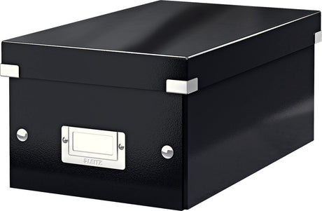 Boîte de rangement en carton Leitz wow click store - 84 % de carton recyclé - 21 x 15 x 35,2 cm (LxHxP) - idéale pour le travail à domicile - noir