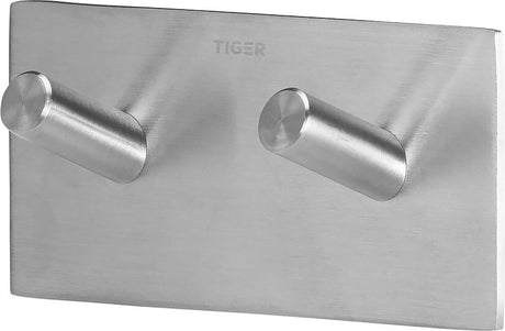 Tigre carré - crochet porte-serviettes double - sans perçage - crochets porte-serviettes - ruban adhésif 3m - inox brossé