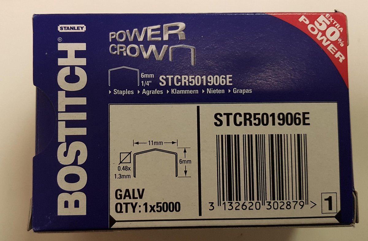 Agrafes Bostitch stcr5019 | 6mm | boîte de 5 000 agrafes