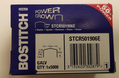 Agrafes Bostitch stcr5019 | 6mm | boîte de 5 000 agrafes