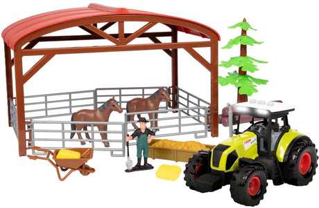Toi-toys ackers ville écurie avec tracteur, ensemble de jeu lumineux et sonore, 14 pièces.