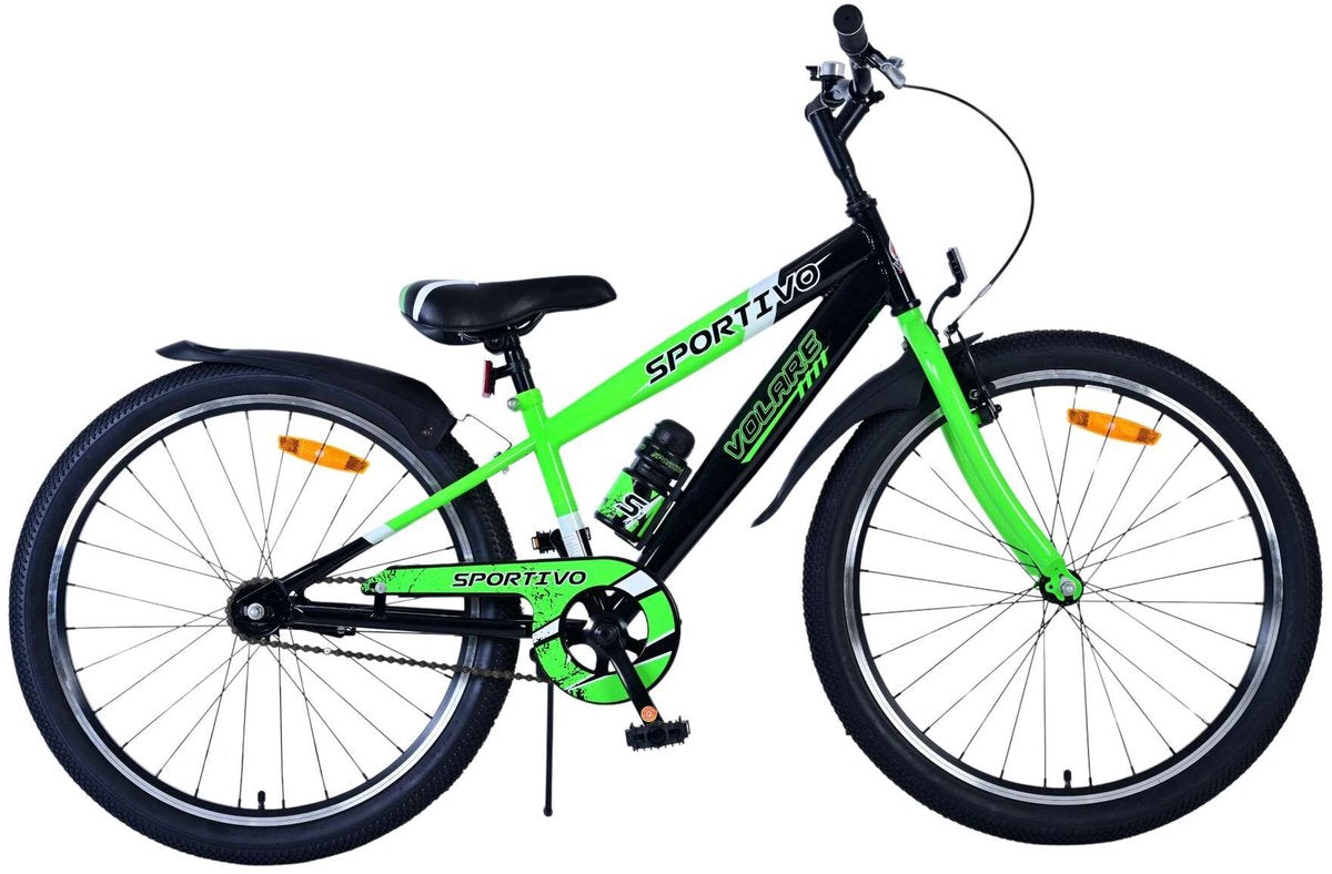 Vélo enfant Volare sportivo - garçons - 24 pouces - noir vert