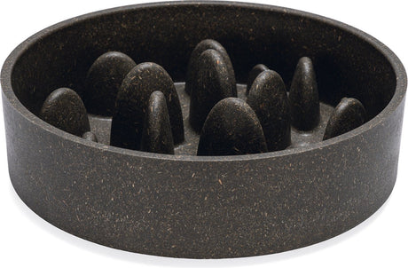 Designed by lotte pom antischrokbak hond - slow feeder hond - voerbak - vaatwasserbestendig - bamboe - grijs - 1430 ml