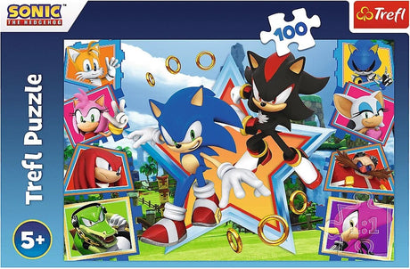 Puzzle Trefl - Sonic le hérisson - 100 pièces - carton coloré.