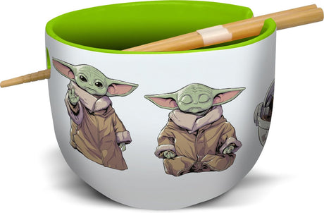 Stor star wars : le mandalorien - bol de ramen grogu avec baguettes