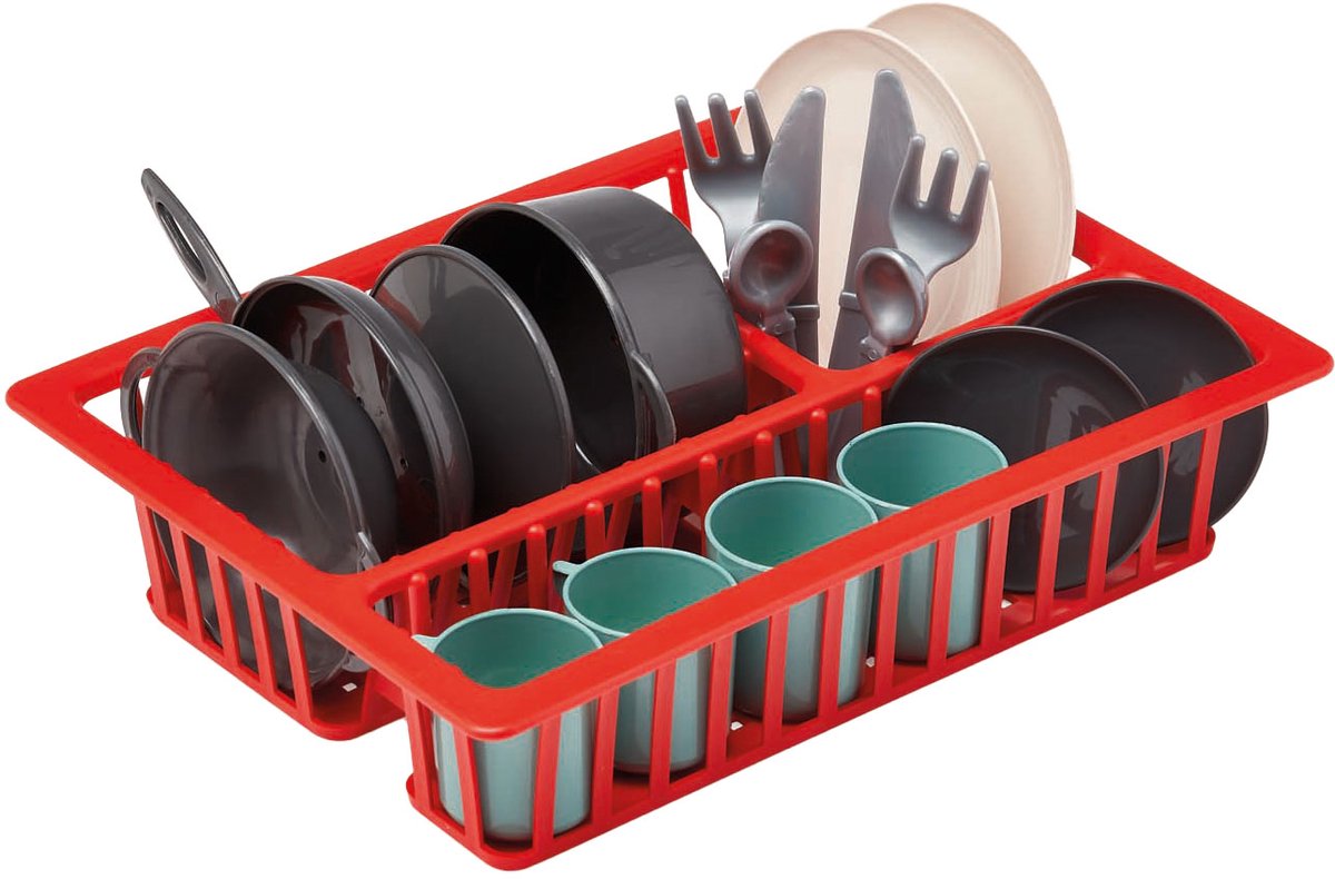 Étendoir à vaisselle Ecoiffier 100% chef avec casseroles et vaisselle,