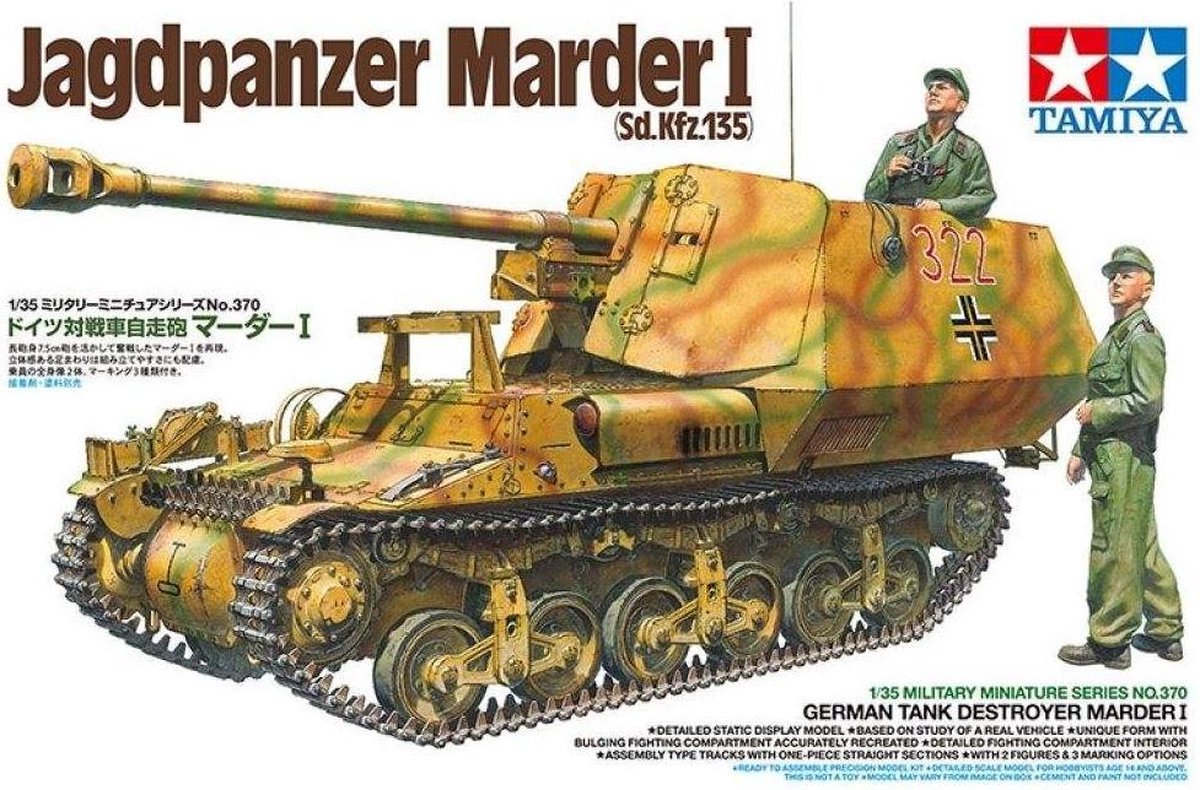 Maquette Tamiya véhicules militaires - 35370 dt. sd.kfz.135 marder i jagdpanzer réservoir en plastique - 1:35 - modélisme
