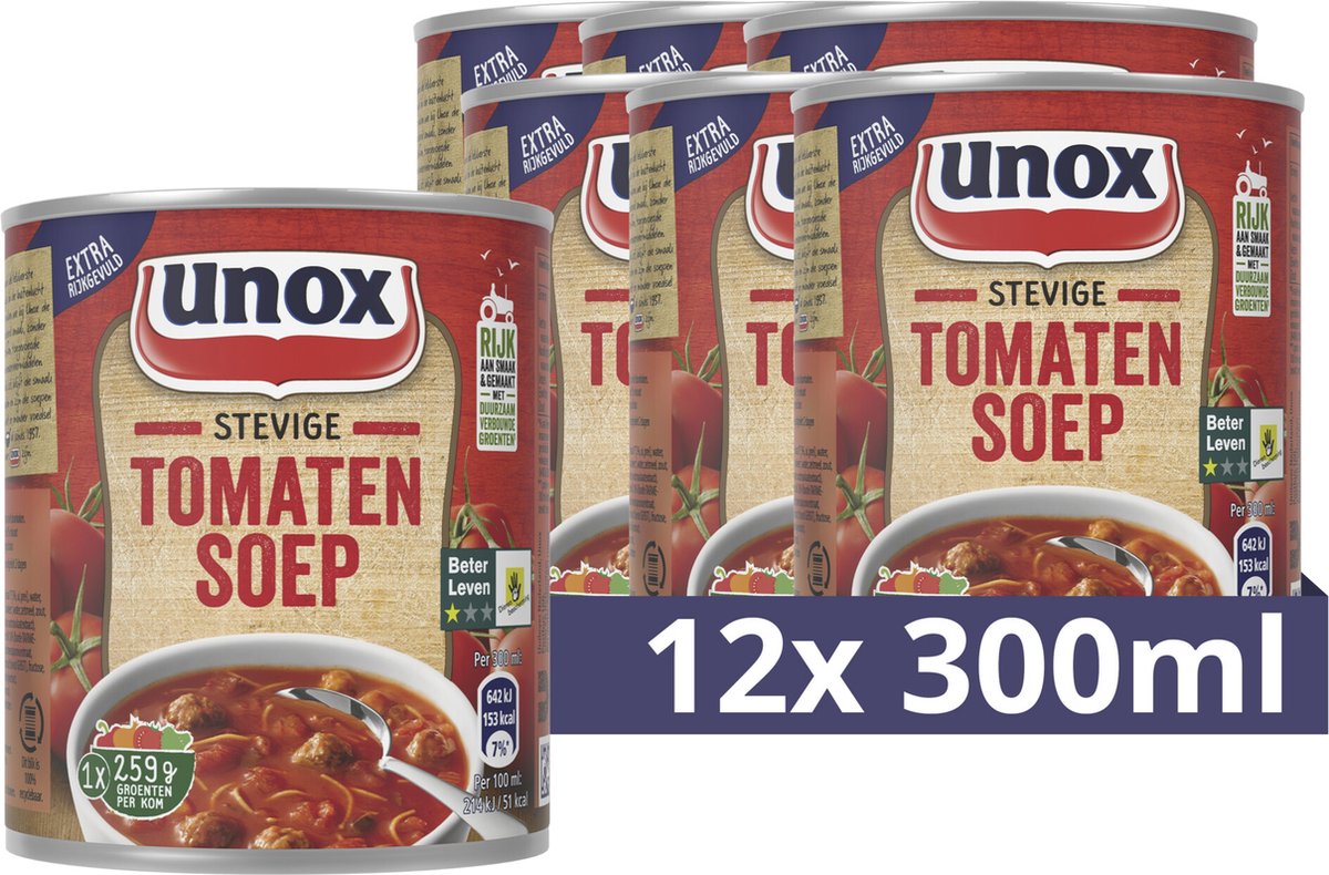 Soupe Unox en conserve - soupe aux tomates copieuse - prête en un instant et bonne pour plus d'un bol de soupe - 12 x 300 ml