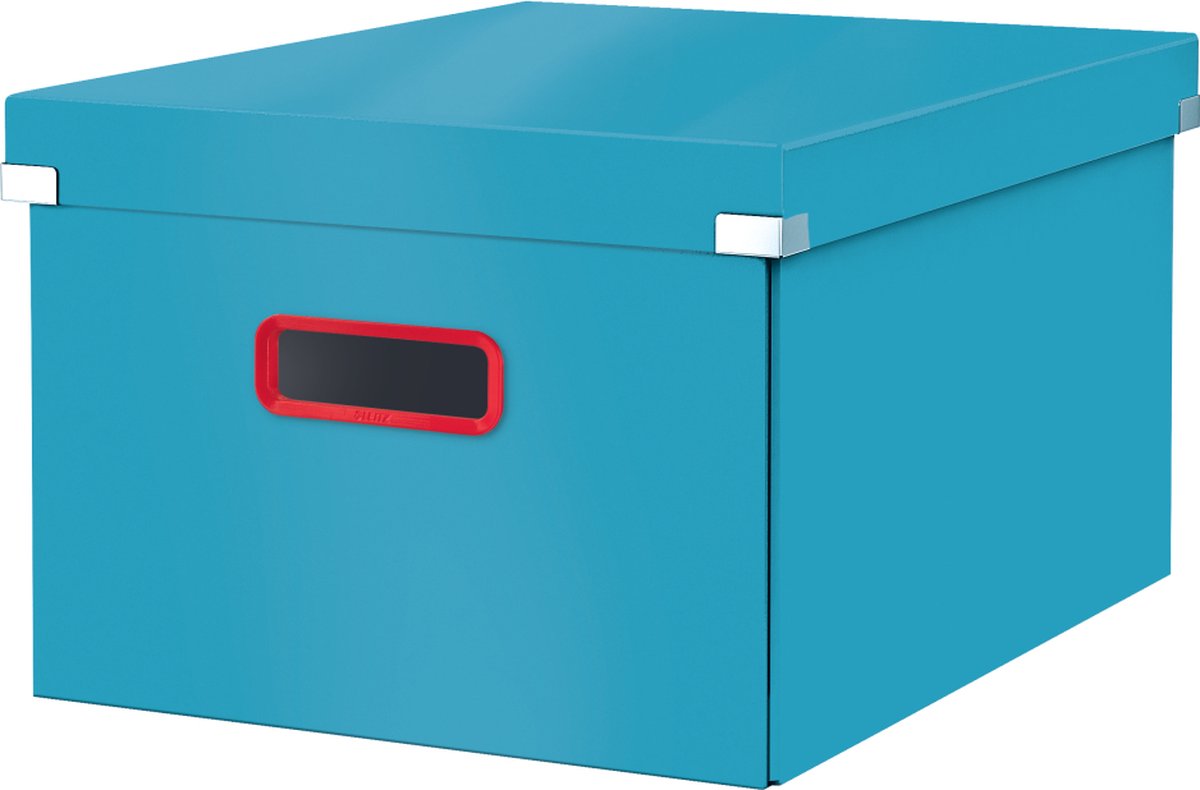 Leitz cosy click store boîte de rangement A4 de taille moyenne - carton recyclé à 85 % - boîte d'archives pliable avec couvercle - 28,1 x 20 x 37 cm (LxHxP) - bleu serein